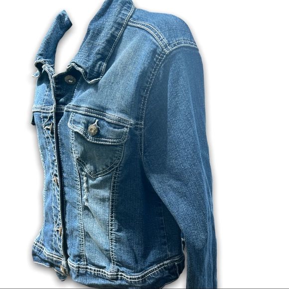 Amethyst Women’s Blue Denim Jacket With Silver Rhinestone Button’s Size 2X - Picture 2 of 14